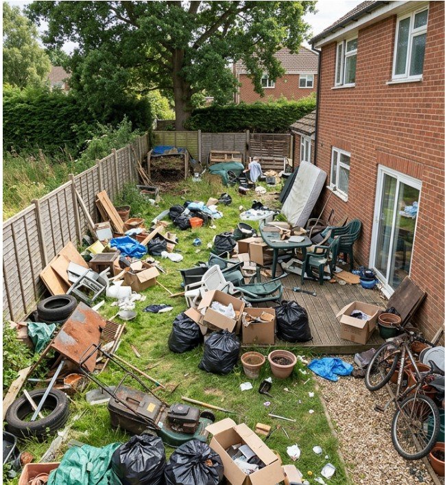 Messy yard before